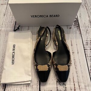 Veronica Beard Black and Tan Snake Print Heels